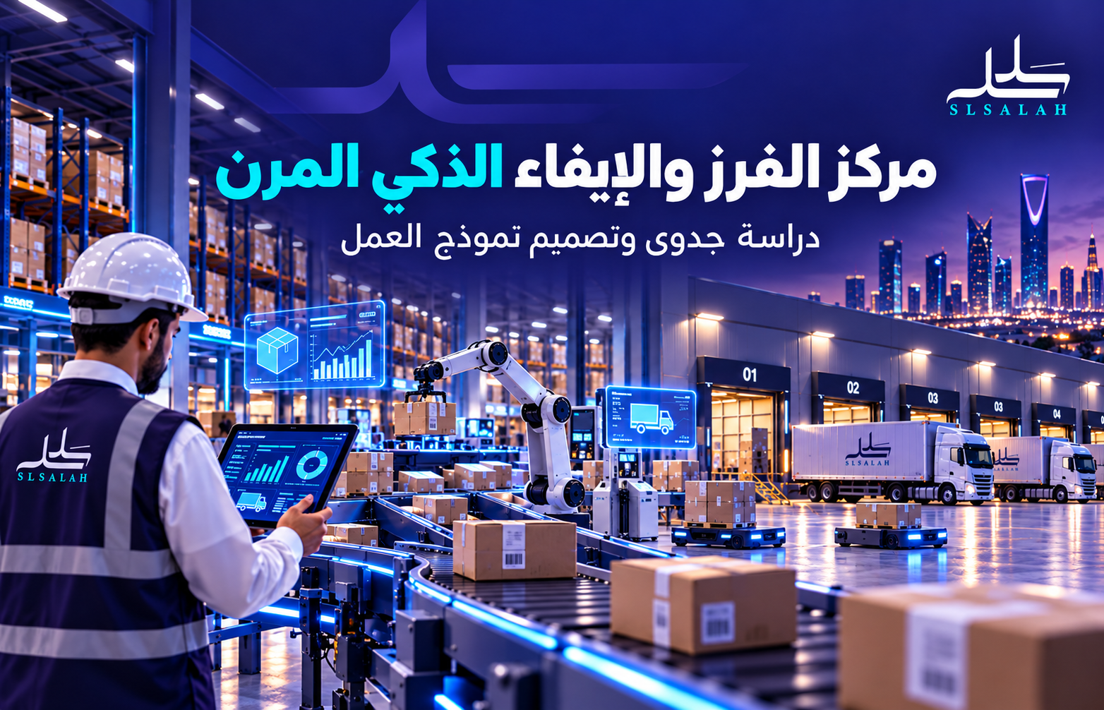 دراسة جدوى مركز الفرز والإيفاء الذكي المرن: نموذج عمل لوجستي قابل للتوسع